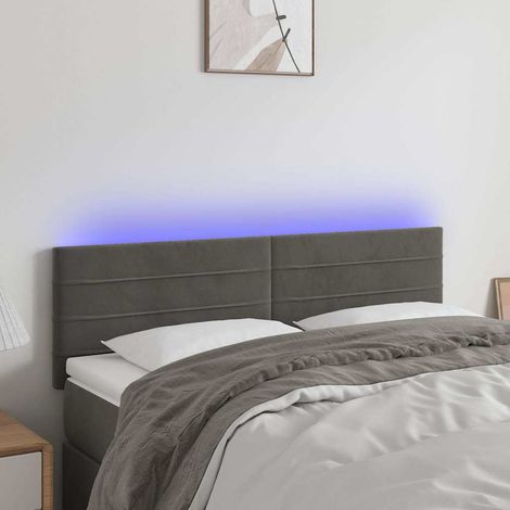 vidaXL Cabecero con LED de terciopelo gris oscuro 144x5x78/88 cm (1/5)