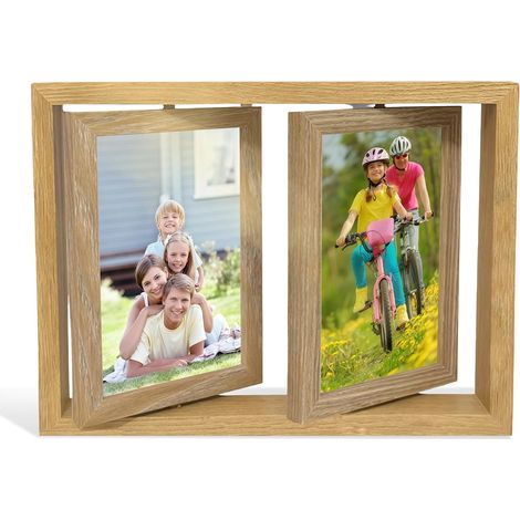 Cadre Photo 10x15 Rotatif Double Face Cadre Photo Bois pour 4 Photos (1/5)
