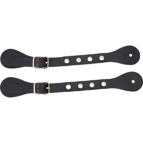 1 paire de sangles d'éperon réglables en cuir synthétique décoré de strass, botte occidentale Vintage pour équipement de bottes noir (1/5)
