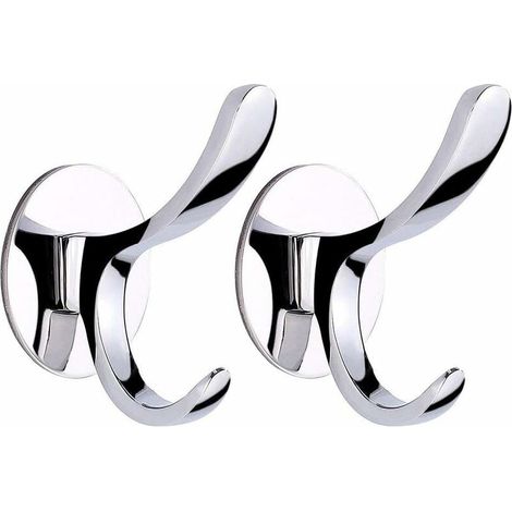 Lot de 8 Crochets Adhésifs en Aluminium, Patère Murale sans Perçage pour Manteaux, Chapeaux, Serviettes et Clés, Salle de Bain, Chambre et Bureau (1/5)