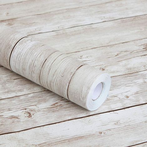 Selbstklebende Vinylfolie in Holzoptik für Küchenarbeitsplatten, Schränke, Schubladen, Wände und DIY-Projekte (45 x 10 m, hellbraun) (1/5)