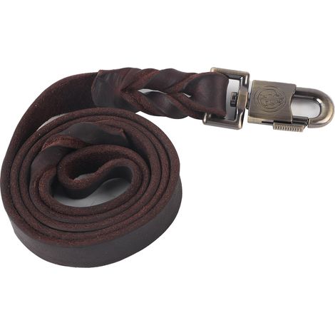 1 collier et laisse en cuir souple pour chien, avec chaîne tressée (2,5 x 120 cm) (1/5)