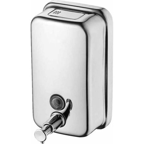 Distributeur de Savon Mural Inox 500ml, Manuel Commercial, pour Cuisine Salle de Bain Hôtel Restaurant (1/4)