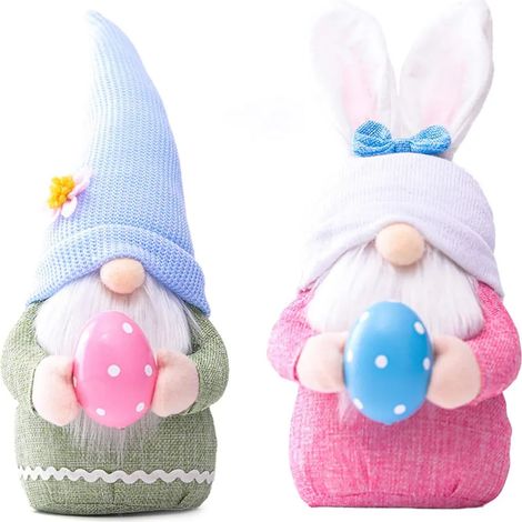Ostern Deko Wichtel, Osterhasen Puppen Handgemachte Ostern Geschenke für Kinder Home Party Dekoration, Ostern Gnom Plüschpuppe Dekorationen (2 Stück) (1/5)