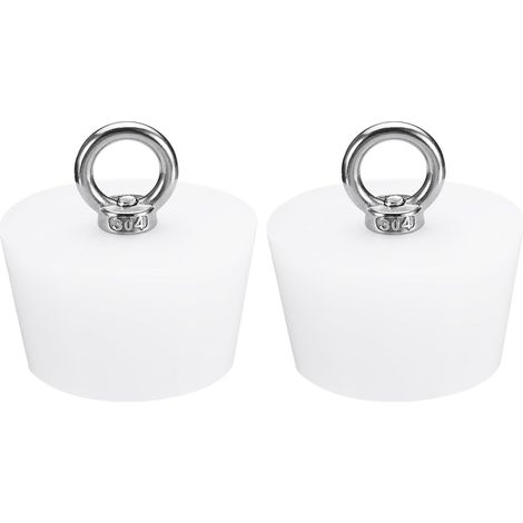 Silicone Caoutchouc Conique Bouchon 53 à 65mm Solide Baignoire Bungs Bouchon avec Anneau pour Test Tubes, Eau Tuyau, Drainage Trou, Blanc 2 Pièces (1/5)