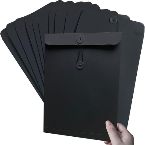 10Pcs Pochettes de Fichier A4 en Papier Kraft Chemise de Dossier Épais avec Boucle Pochette Document en Papier Sac - MMCD-ZGL-05120 (1/5)