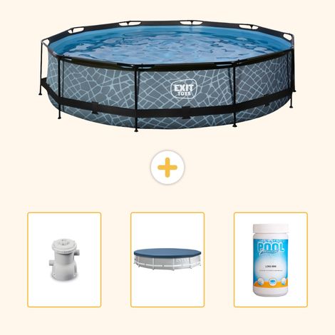Exit-toys Piscine Exit Ronde - Effet Pierre - 360x76 cm - 4-pièces SCB87 (1/5)