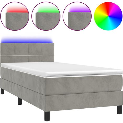 Maison Exclusive - Boxspringbett mit Matratze & LED Hellgrau 90x2
