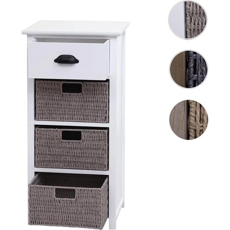 Commode HWC-K84 avec paniers - armoire à tiroirs - bois 83x40x29cm - naturel - paniers marron clair (1/5)