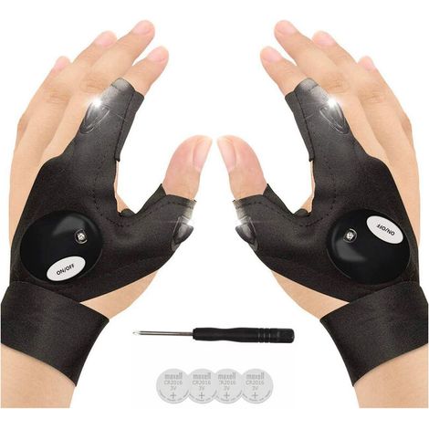 Cadeau Homme Saint Valentin Rechargeable Pêche Gants, Noël Cadeau LED sans Doigts Idée Anniversaire Cadeaux Papa Extérieur Gant Lampe Poche,Uniques Utile Gadgets Pêche Camping Bricoleur Réparer (1/4)
