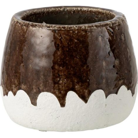 Cache-Pot Bicolore en Argile "Budd" 19cm Marron (1/3)