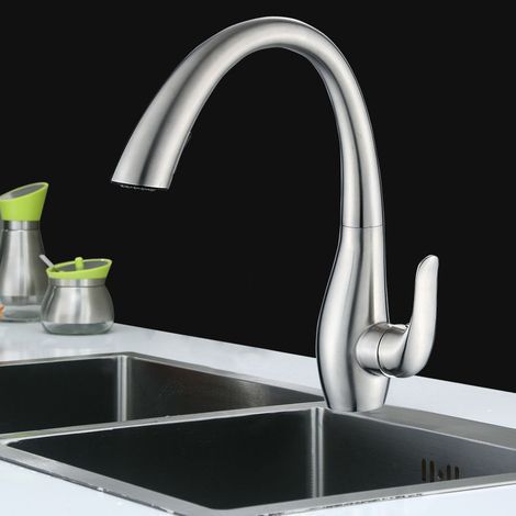 Robinet de cuisine professionnel en avec bec pivotant à 360 °, poignée unique, pulvérisateur double fonction (1/5)