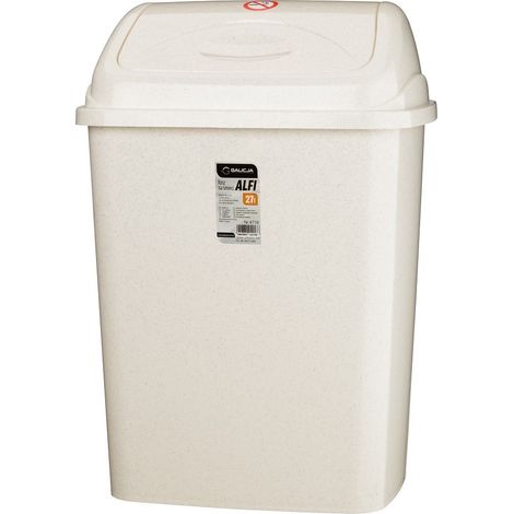 Poubelle avec couvercle basculant ALFI 27 litres pour déchets beige (1/3)