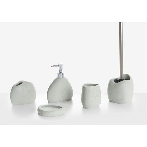 Ensemble d'Accessoires de Salle de Bain 5 Pièces Distributeur de Savon Porte-Brosse à Dents Gris Clair Coata (1/5)