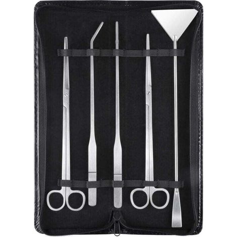 Kit d'aquascaping 5 en 1 en acier inoxydable pour aquarium, outils pour plantes aquatiques, pinces, ciseaux, spatule (1/4)