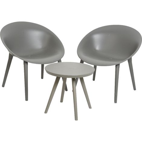 Salon de jardin en plastique Marbella Anthracite - Jardideco (1/5)