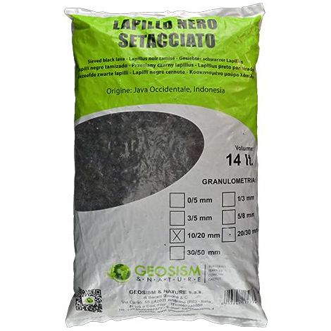 Lapillo vulcanico nero setacciato Geosism, lava vulcanica 10/20 mm (14 lt) (1/4)