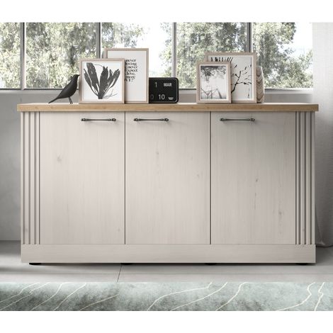 Buffet moderne 3 portes coloris chêne naturel YANIS (1/5)
