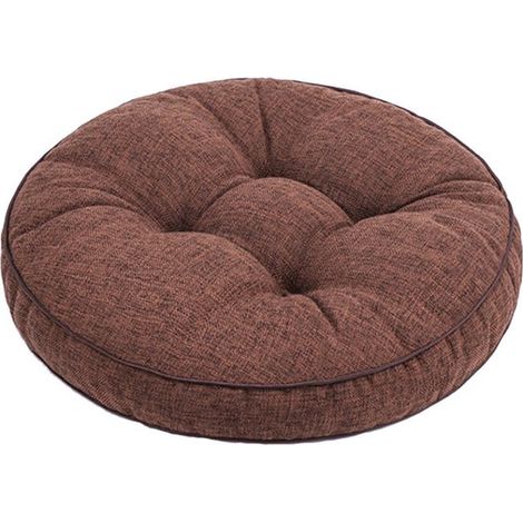 1 coussin de siège rond en velours côtelé, tapis de sol doux et moelleux pour chaises de bureau et canapés, couleur café, 45x45 cm. (1/2)