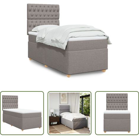 vidaXL Taschenfederkern - Boxspringbett mit Matratze Taupe 100x200 cm Stoff (1/5)