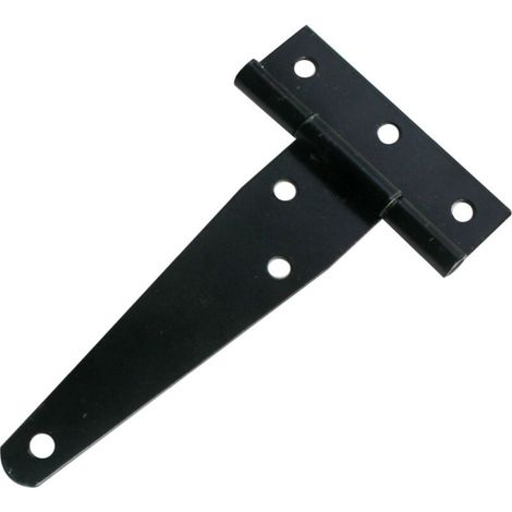 Charnières en T noires pour portes avec vis, charnières à bande en forme de T, charnières pour portes de grange, charnières en T robustes pour portails compatibles avec les clôtures en bois, les abris (1/4)