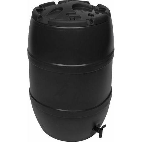 120L Black Water Butt Barrel with Tap & Child-Safe Lid