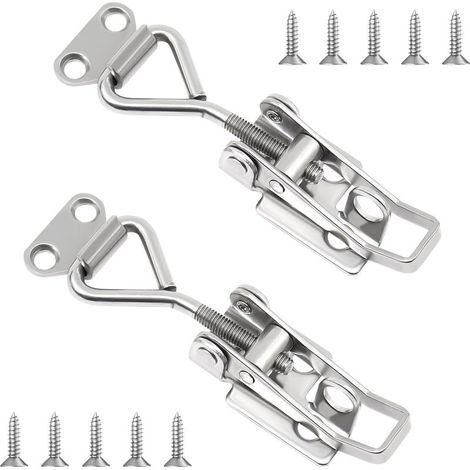 2 Stück – Kippriegel – Edelstahl – Verstellbar mit Schlüsselloch – Für Schranktüren und Boxen – Silber – 10,7 x 2,7 cm (1/5)