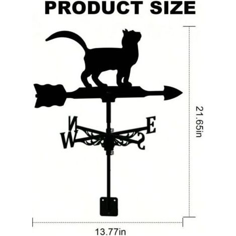 Girouette en forme de chat, décoration de toit avec ornements artisanaux pour jardin et pelouse, pince en métal (1/4)