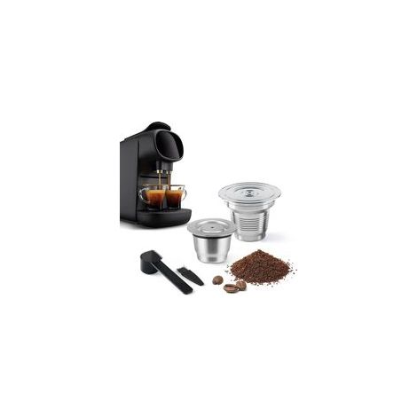 Capsule di caffè riutilizzabili in acciaio inox - Confezione da 2 - Compatibili con L'OR Barista e Nespresso - Disponibili nei formati grande e piccolo (1/5)