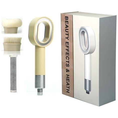 3-in-1-Handbrause mit Wasserfilter, wassersparendem Duschkopf für hartes Wasser – Set mit Bürsten/Schwamm, Massagefunktion und Hochdruckfunktion (grau)