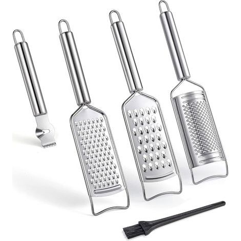 Ensemble de 4 Râpes en Acier InoxydableRâpe à Fromage, Râpe à Citron et Goupillon pour un Nettoyage Facile (1/5)