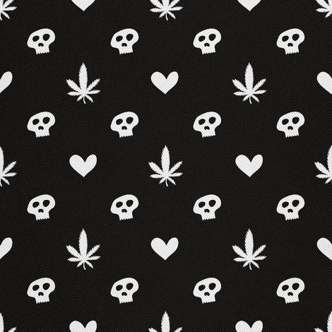 Outdoor dekostoffe oxford - Motiv Schädel Herz Marihuana (1/5)