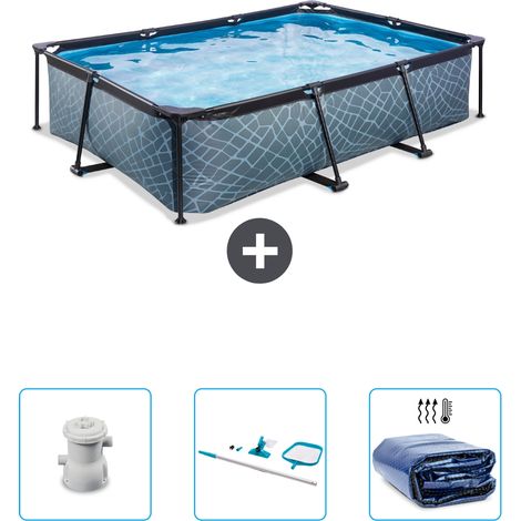 Exit Pool Rechteckig - Steinoptik - 300x200x65 cm - 4-teilig SCB81 (1/4)