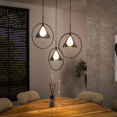 Suspension design en verre fumé 3 lampes coniques GRACY (1/4)