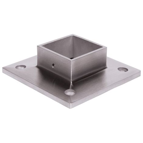 Deco Fer Forge – Support platine inox 316 pour tube carré 40mm – Longueur 95mm – Résistant à la corrosion – Fixation par 4 vis de 8mm (1/2)