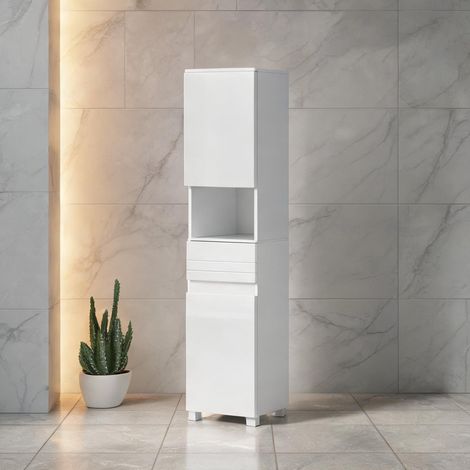 Armoire de toilette blanche 30 x 30 x 170 cm en bois (1/5)