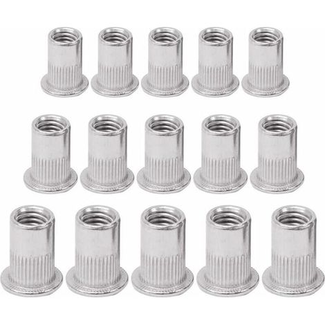 Vente chaude-Rivet Fileté 90 Pièces Rivet Rivet Fileté Rivet Nut Flat Head Threaded Rivet Nuts Écrou de Rivet Insers Fileté Ecrou Tête Ecrou, M5 M6 M8--Ternel,de (1/5)