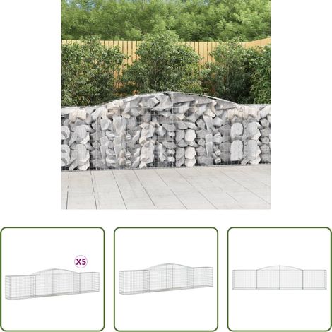 Schalldämmung - Gabionen mit Hochbogen 5 Stk. 400x50x80/100cm Verzinktes Eisen (1/5)