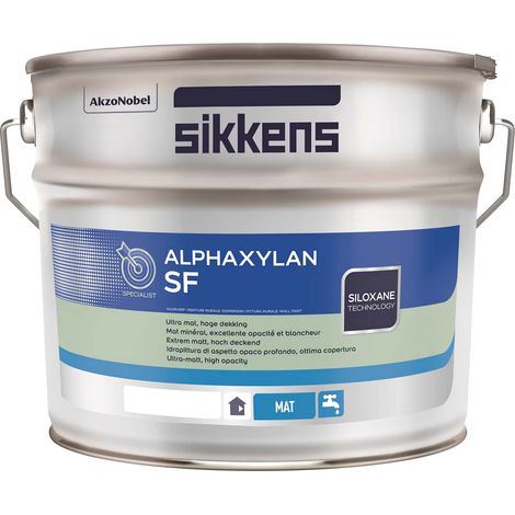 Peinture acrylique SIKKENS ALPHAXYLAN SF – Couverture excellente – Aspect mat minéral – 5 Litres pour surfaces murales et plafonds