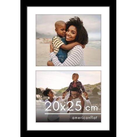 Cadre Photo Double 20x25 cm avec Verre Résistant aux Chocs - Convient pour Deux Photos 20x25 cm ou 30x45 cm - Cadre Pêle-Mêle pour Affichage Mural - Noir (1/5)