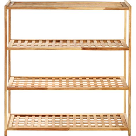 Premier Housewares Natural Walnut 4 Tier Shoe Rack (1/5)