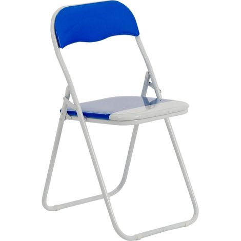 Chaise de bureau pliable et matelassée, bleu et blanc, pour le travail à domicile (1/5)