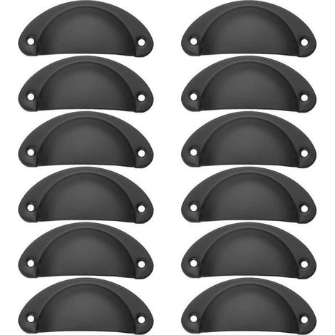 Poignée Coquille - Fer - 82 x 35 mm - Trou Centre 66 mm - Style Vintage - Pour Tiroir Armoire Cuisine - 12 Pièces (1/5)