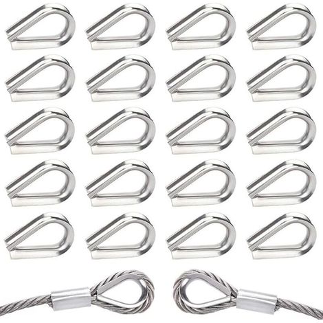 40 Pièces M5 Cosses de Câble Métallique en Acier Inoxydable 304 Cosse Coeur pour Cable Acier pour Câble Métallique 5mm