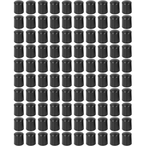 Confezione da 100 tappi terminali per pali di recinzione elettrica, tappi rotondi in plastica impermeabile per sistemi di recinzione elettronica a impulsi ad alta tensione, neri, 5 mm (1/5)