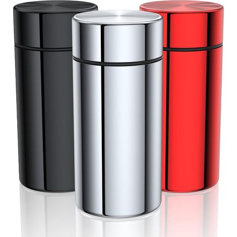 Lot de 3 bocaux de rangement portables en aluminium, récipients hermétiques et étanches, bouteilles métalliques étanches à usages multiples pour café et thés, contenants à épices et herbes (1/5)