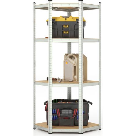 4-Tier Corner Shelving Unit Adjustable Garage Storage Utility Rack (1/5)