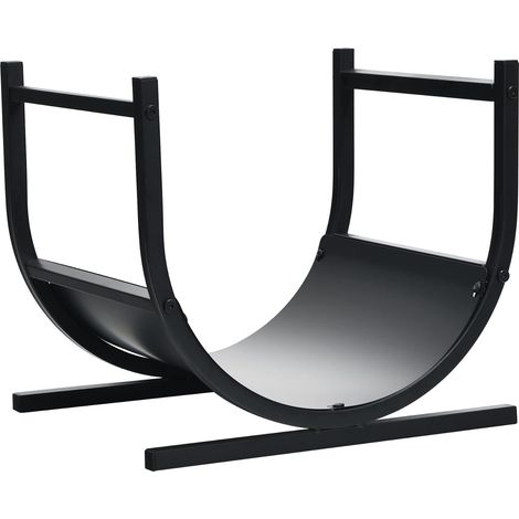 Goplus – Porte-bûches en fer forgé noir – Support bois 36,5x43x39,5 cm – Capacité 30 kg – Design moderne pour cheminée (1/4)