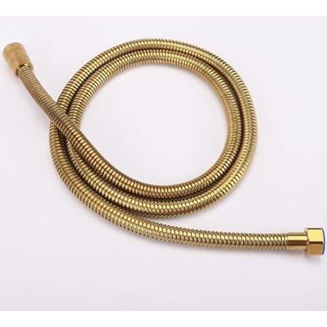 Tuyau de douche en acier inoxydable doré, 2 m, anti-torsion, étanche, raccord universel G½", 1 pièce (1/5)