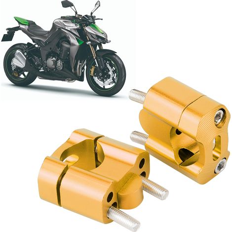 Paire de rehausseurs de guidon de moto 22 mm/28 mm (1/8 po/7/8 po), en alliage d'aluminium usiné CNC, couleur or. (1/5)